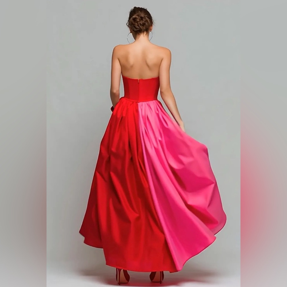 Size 4 Red and Fuchsia Color Block Gown - Prom! - Picture 2 of 6